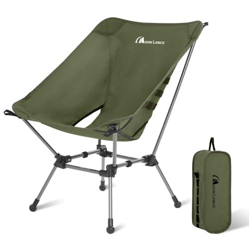 MOON LENCE Portable Camping Chair Plus, Larger & Roomier, Compact and Lightweight Still, Folding Chair for Backpacking & Hiking, 330Lbs Capacity (Moss Green)
