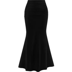 PRETTYGARDEN Women Fitted Mesh Mermaid Skirt 2026 Spring Summer Casual High Waisted Ruched Maxi Long Bodycon Going Out Outfit, Small