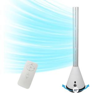 Bladeless Tower Fan with Remote, 80° Oscillating Air Circulator Fan, 9 Speeds, 8H Timer, Floor Fan for Home Bedroom, Kitchen, Living Room, Office