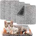 Drydiet 4 Pack Self Warming Cat Pads Self Heating Cat Mat Washable Homeless Dogs Thermal Pads Kennel Pad Reflects Body Heat Warm Crate Bed Mat for Indoor Outdoor Pet(Gray,12 x 12 Inch)