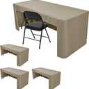 HolidayIdeas Open Back Fitted Tableclothss for 6 Foot Rectangle Table, Wrinkle Resistant Washable Table Covers 72x30 Inch for Craft Fairs, Banquets, Trade Show Display, Taupe, 4 Pcs