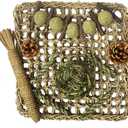 Hamiledyi Rabbit Seagrass Mat Bunny Chew Toys for Teeth Hanging Activity Mat Rabbit Enrichment Activity Mat Small Animal Toys for Hamster Guinea Pigs Gerbil Birds