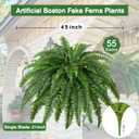 Dkaltm Artificial Boston Fern Bush- Set of 2 Large Artificial Ferns for Outdoors, 45Inch Large Faux Ferns, Suitable for Office & Living Room Decor, 55Branches for Each Bouquet