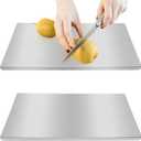 Stainless Steel Cutting Boards with Lip for Kitchen, Metal Chopping Board, Large Countertop Cutting Board for Meat, Fruits, Vegetables, Bread Noodle, Pizza and Baking(COLOR:silver)