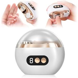 Multi-Functional Electric Nail Clippers, Upgraded 3 in 1 Electric Toenail Clippers for Seniors with 3 Speed Levels, Polishing Automatic Fingernail Clippers with Light for Men/Seniors/Adult (White)