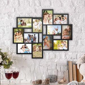 Lavish Home 12-Photo Picture Frame Collage - Multi-Picture Wall-Mounted Display Gallery with 12 Openings for 4x6-Inch Photos or Pictures (Black)