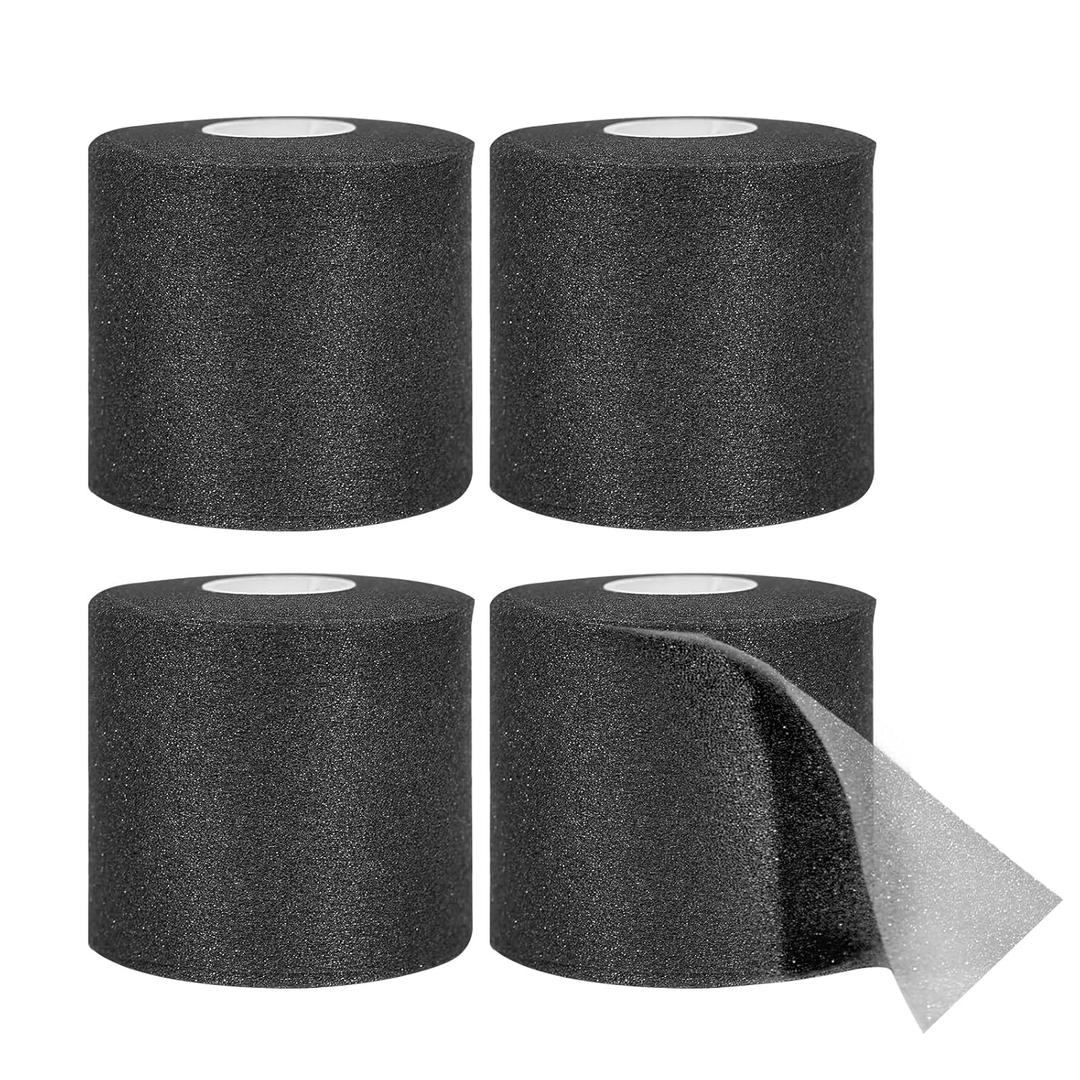 Dimora Pre Wrap Athletic, 4 Rolls Prewrap Headband for Hair, 120 Yards Foam Underwrap Athletic Tape, Best Padding for Underneath Sports Tape, 2.75 Inches x 30 Yards - Black