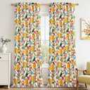 Topfinel 96 inch Rustic Floral Curtains for Bedroom Living Room Butterfly Marigold Room Darkening Thermal Insulated Drapes with Hooks Floor to Ceiling Curtains， Mustard Yellow on Beige, 2 Panels