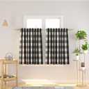 Black & White Buffalo Check Kitchen Tier Curtais 36 inches Long Plaid Gingham Rod Pocket Classic Cafe Curtains Country Farmhouse Kitchen Short Curtains 2 Panels