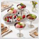 4 Pcs 8 oz Stainless Steel Ice Cream Cups with Oval Silver Coupe Glasses Silver Trays Ice Cream Bowl Serving Dessert Cups for Pudding Fruit Salad Yogurt Candy Summer Party