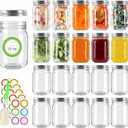 20 Pack 12 oz Mason Jars with Sliver Lids, Regular Mouth Glass Canning Jars with Labels and Brusher for Storage, Canning & Preserving, Dishwasher & Microwave Safe
