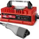 EPOWREY 15 AMP Golf Cart Charger for 48 Volt EZGO RXV & TXT with 3 Pin Triangular Plug-Lead Acid Battery