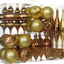 32PCS Christmas Ball Ornaments Set Large Shatterproof Plastic Decorative Baubles with Hand-Help Gift Boxes for Xmas Tree Wedding Party Holiday - Bronze, Gold