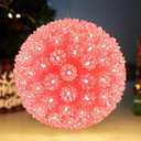 LED 6in 50 Light Starlight Sphere, LED Light Ball Sphere Light, Christmas Light Ball, 5ft Hanging Cord with S Hook, 12ft Power Cord with Stackable Plug