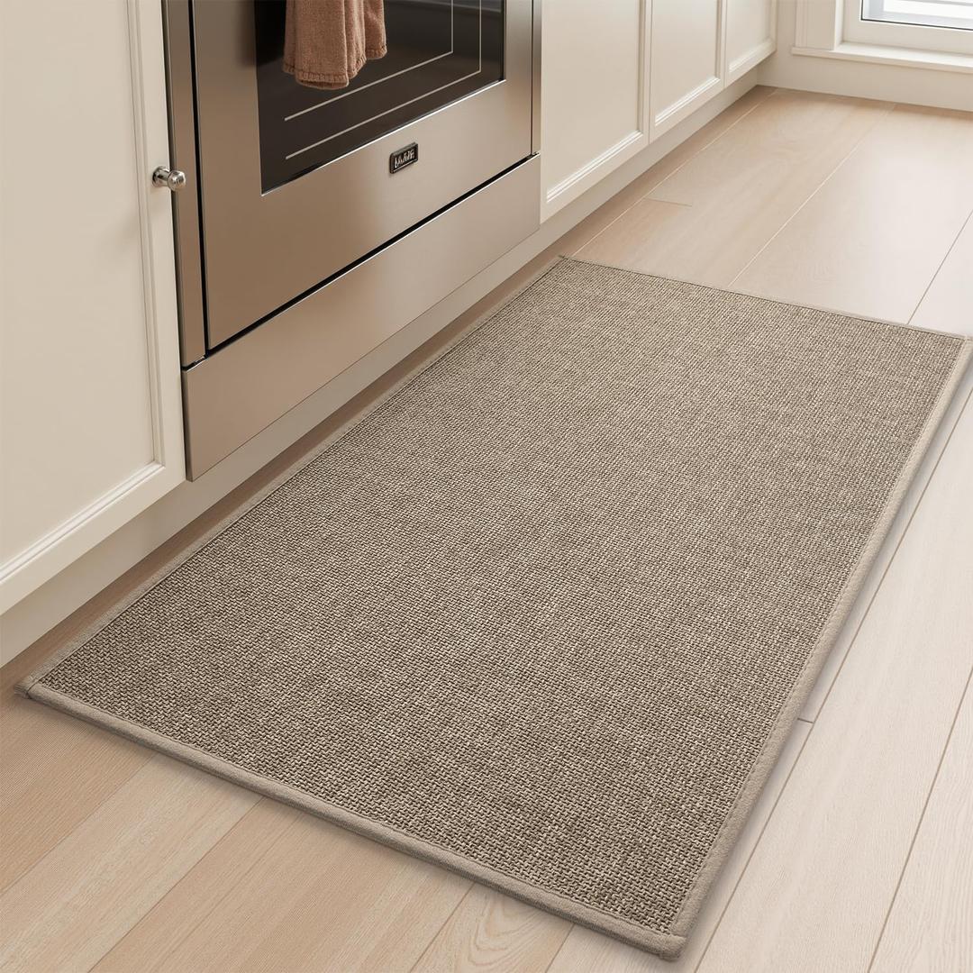 tchdio Kitchen Mats for Floor, Rubber Backed Kitchen Rugs Non Slip Washable, Superior Absorbent Kitchen Rug-Mat Easy to Clean, Comfort Kitchen Floor Mat Front of Sink (Tan, 20"  32")