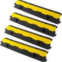 Rubber Cable Ramp Cord Cover Cable Protector Ramps Wire Hose Protective 22000Lbs Load Capacity Traffic 1 Channel Speed Bump for Asphalt Concrete Gravel Driveway, 4 Pack