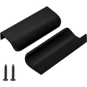 Goldenwarm 10 Pack Kitchen Cabinet Handles 3 Inch Black Finger Pulls for Cabinets Edge Pulls Black Kitchen Hardware for Dresser Drawers,Aluminum Alloy (Hole Center:76mm(3in))