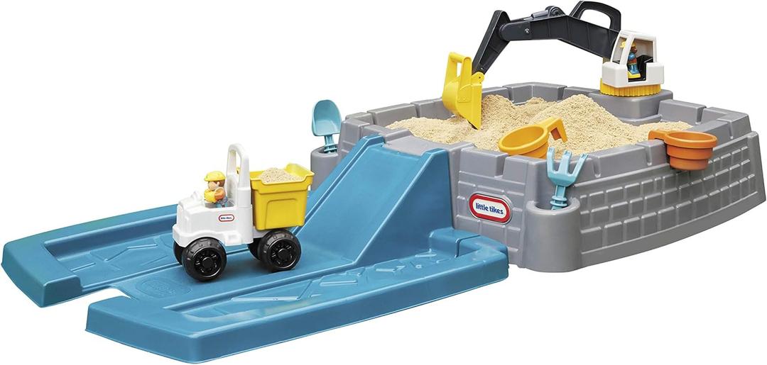 Little Tikes Dirt Diggers Excavator Sandbox for Kids, Including lid and Play Sand Accessories,Multicolor (28.50''L x 51.00''W x 25.00''H, Multicolor)