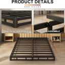 EMODA 5 Inch Box Spring Queen Size Bed Base, Heavy Duty Metal Queen Mattress Foundation with Fabric Cover, Easy Assembly, Black