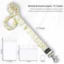 Lanyardio Stretchy Scrunchie Lanyard for ID Badges Keys, Cute Teacher Lanyard for Women with 2 Card Holders 19.6 Inch (Beige)