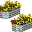 zizin 2 Pack Galvanized Raised Garden Bed Metal Oval Raised Garden Beds Outdoor Planter Box for Vegetables (4x2x1FT, Silver)
