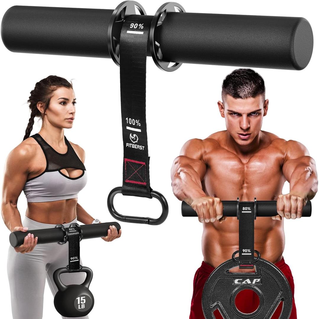 FitBeast Forearm Strengthener & Wrist Roller - Forearm Strength Trainer with Thickened Anti-Slip Grip Handles&Adjustable Strap, Perfect for Forearm Exercising, Boosting Grip Strength, Muscle Building (Black)