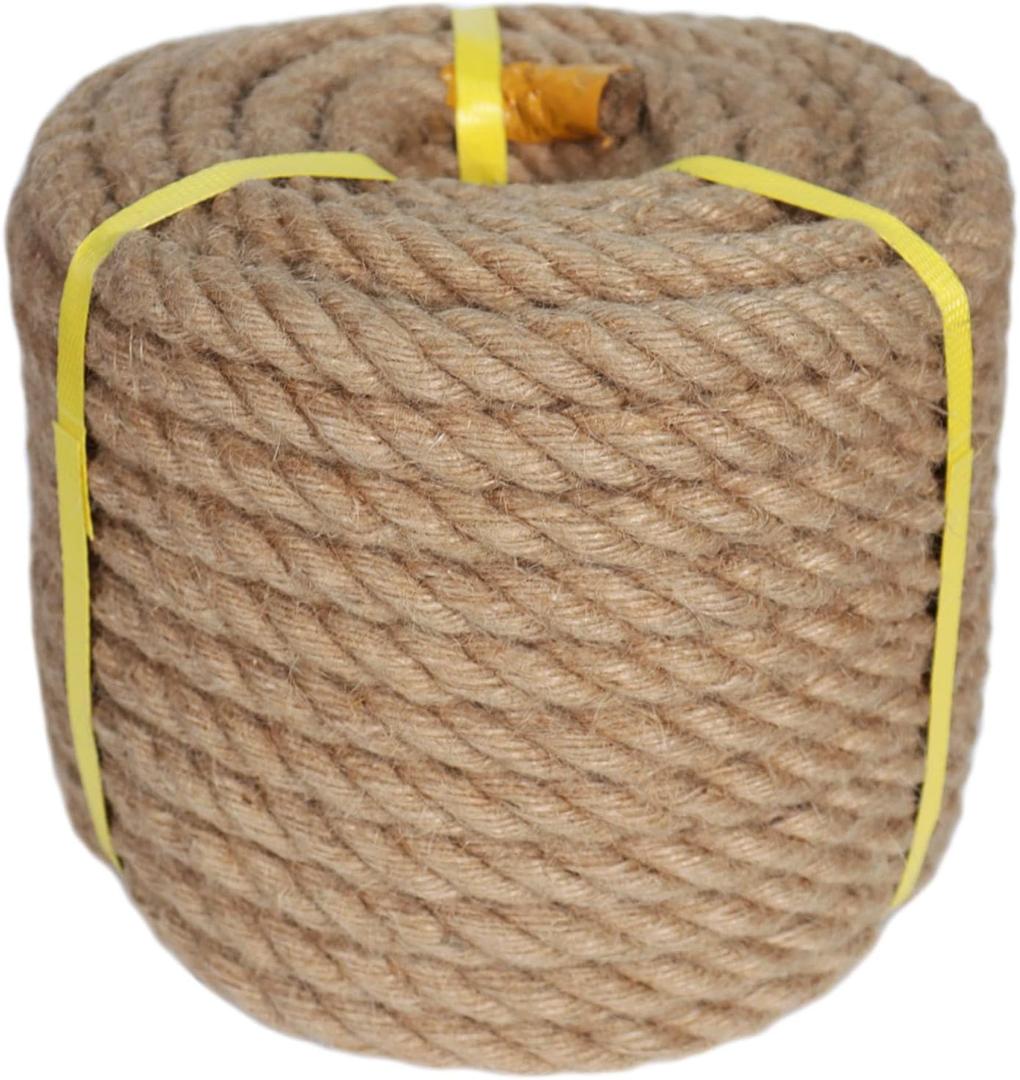Twisted Manila Rope (3/4 in x 100 ft) Natural Jute Rope Hemp Rope for Crafting, Swing Bed, Railing, Decorating