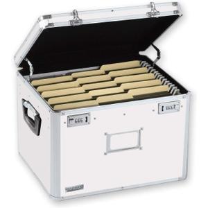 Vaultz Locking File Storage Chest, Two-Handled, Letter/Legal File Storage, 17 1/2 W x 14 D x 12 1/2 H Inches,  White, Letter/Legal (VZ00169)