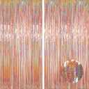 Photo Backdrop for Mothers Day Decorations, Melsan Rose Gold Tinsel Backdrop 2 Pack, Sparkle Foil Fringe Curtains for Rose Gold Birthday Decorations, 3.2 ft x 8.2 ft