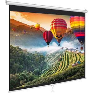 Pyle Manual Pull-Down Projector Screen - Universal 84-inch Roll-Down Retractable Manual Projection Screen w/ Auto-Locking, Adjustable Screen Height, Black Masking Border - 50.3 x 67.3 PRJSM9406