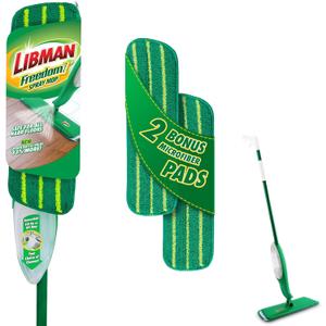 Libman Freedom Spray Mop Kit | Microfiber Mop | Household Essentials | Hardwood Floor Cleaner | Wall Mop | 24 Oz Reservoir Tank | Two Extra Replacement Heads Included