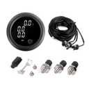 Air Bag Pressure Gauge Three Digital Display 0-232PSI (16BAR) for Air Ride Suspension System with 3PCS 1/8NPT Electrical Sensors with 1/8NPT to 1/4NPT Fitting 2-1/16" (52mm) White LED