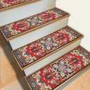 Chenille Edging Stair Treads Non-Slip Rug for Indoor Wooden StepsReusable Stair Rugs Suitable for Elders,Kids & Pets,Machine Washable8 x 30" (15-Pack),Boho-11 (15pc - 8" x 30"inch)