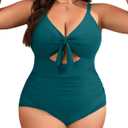 Aqua Eve Plus Size One Piece Swimsuit for Women Tummy Control Bathing Suit Cutout Swimwear, 18W