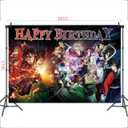 132Pcs Demon-themed birthday party decorations and party supplies,cake toppers, spiral hangings, dinner plates, tablecloths,stickers,