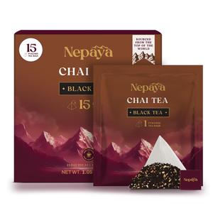 2 x Masala Chai Black Tea Bags, Himalayan Whole-Leaf Black Tea Bags, 15 Individually Wrapped Biodegradable Pyramid Tea Bags, Spiced with Ginger, Cardamom & Cinnamon, High Caffeine, Hot or Iced (EXP 05/31/27)