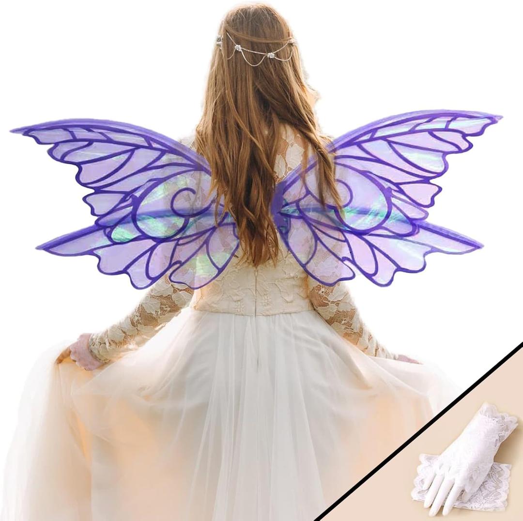 YKW Butterfly Fairy Wings for Adults, Fairy Wings for Women Accessories, Ideal for Cosplay, Halloween and Dress-Up Parties