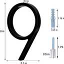 House Numbers For Outside - 5 Inch Modern Floating Address Numbers For Houses Rust Proof Zinc Alloy Easy To Install, High Gloss Black Number 9