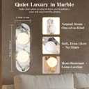 Natural Marble Wall Sconce with Alabaster Glass Globe, Modern Hardwired Wall Light Fixture for Bedroom, Bathroom, Dining Room, Hallway, Stairs (2-Light Sconce), Medium