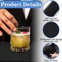 6 Pack Black Bar Mat - 6" x 12" Rubber Bar Mats for Countertop, Non-Slip Spill Mas for Bartending, Coffee, Kitchen & Home Bars, Durable PVC Bars Top Mat for Glasses & Drinks
