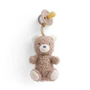 Itzy Ritzy Pacifier & Lovey Set - Natural Rubber Paci with Stuffed Animal Lovey - Detachable Plush Bear Pacifier Holder & Coordinating Natural Rubber Soother, Ideal for Ages 0-6 Months (Bear) (1 Count (Pack of 1))