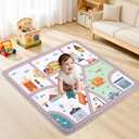 Baby Play Mat for Floor,Soft 50x50 Playpen Mat,Thick Foam Playmat for Tummy Time,Safe Non-Slip Backing for Kids,City Road