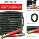 POHIR Pressure Washer Hose 70 FT3/8 Inch 4800psi for Cold and Hot Water Max 248F With 3/8 Inch Quick Connect Kink Resistant High Tensile Wire Braided, M22 Swivel to 3/8 Adapter Set 2pcs