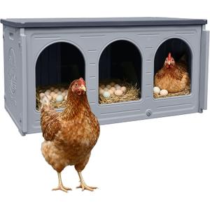 Rockever Nesting Boxes for Chickens, Plastic Nesting Boxes for Chicken Coop, Waterproof 3 Compartment Chicken Nesting Box for Laying Eggs for Hens, Ducks and Poultry