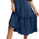PRETTYGARDEN Women's Summer Casual Dresses 2025 Spring Puff Sleeve Square Neck A-line Flowy Boho Floral Smocked Midi Dress