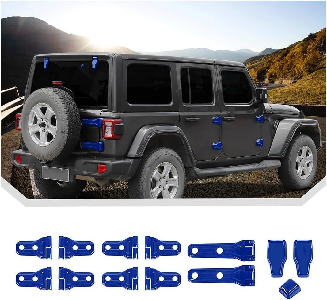 JeCar 13pcs Blue Full Set Door Hinge Cover Trim Kit for 2018-2024 2025 Up Jeep Wrangler JL 4 Door