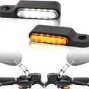 Rich Choices Handlebar LED Turn Signals Mini Motorcycle Blinkers Front Running Light Universal Compatible with Harley Sportster Dyna Honda Shadow Kawasaki Vulcan Yamaha V-Star Road Star (Black)