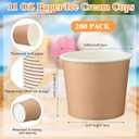Honeydak 200 Pcs Kraft Paper Ice Cream Cups Disposable Dessert Bowls for Hot or Cold Food Brown Paper Snack Containers for Sundae, Frozen Yogurt, Soup Baby Shower Party Supplies (11 oz,Brown)