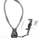 AMAZEAR Hands-Free Neck Mount for Phone & Action Camera - Adjustable Neckband Holder for iPhone, Android, POV Vlog Recording with Secure QR Magnetic Base, Elastic Anti-Shake Chest Strap