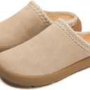 UBFEN Womens Slippers Arch Support 100% Genuine Suede Leather Comfortable Outdoor Indoor Slip On Mules B Light Brown Size US 10